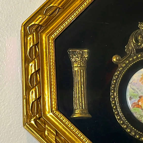 Fragonard Limoges Victorian Courting Scene Porcelain Plaque Shadowbox Gold frame - Picture 4 of 7